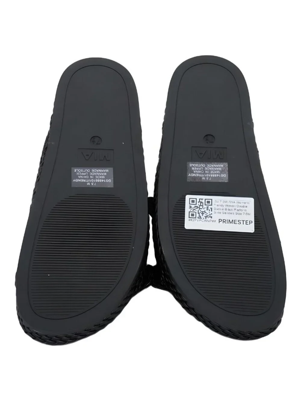 MIA Womens Trendy Woven Double Buckle Black Platform Slide Sandals Size 7.5M